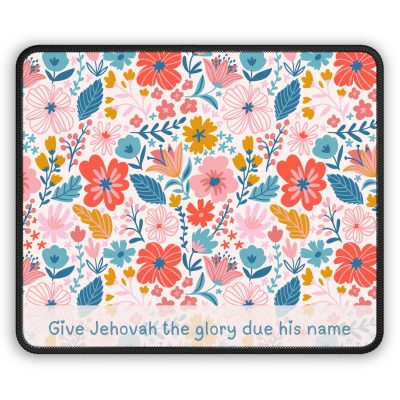 Pink Blue Floral Mouse Mat - Year Text 2025 - Image 2