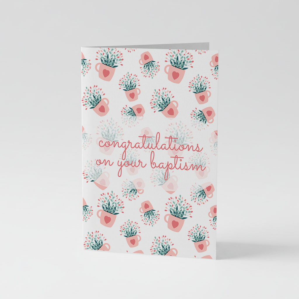 Congratulations on Your Baptism A6 Floral Heart Greeting Card