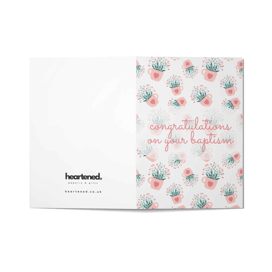 Congratulations on Your Baptism A6 Floral Heart Greeting Card