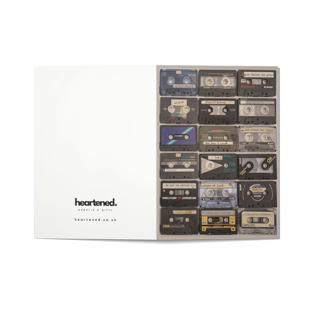 Retro Cassette Tape Original Song Titles Card