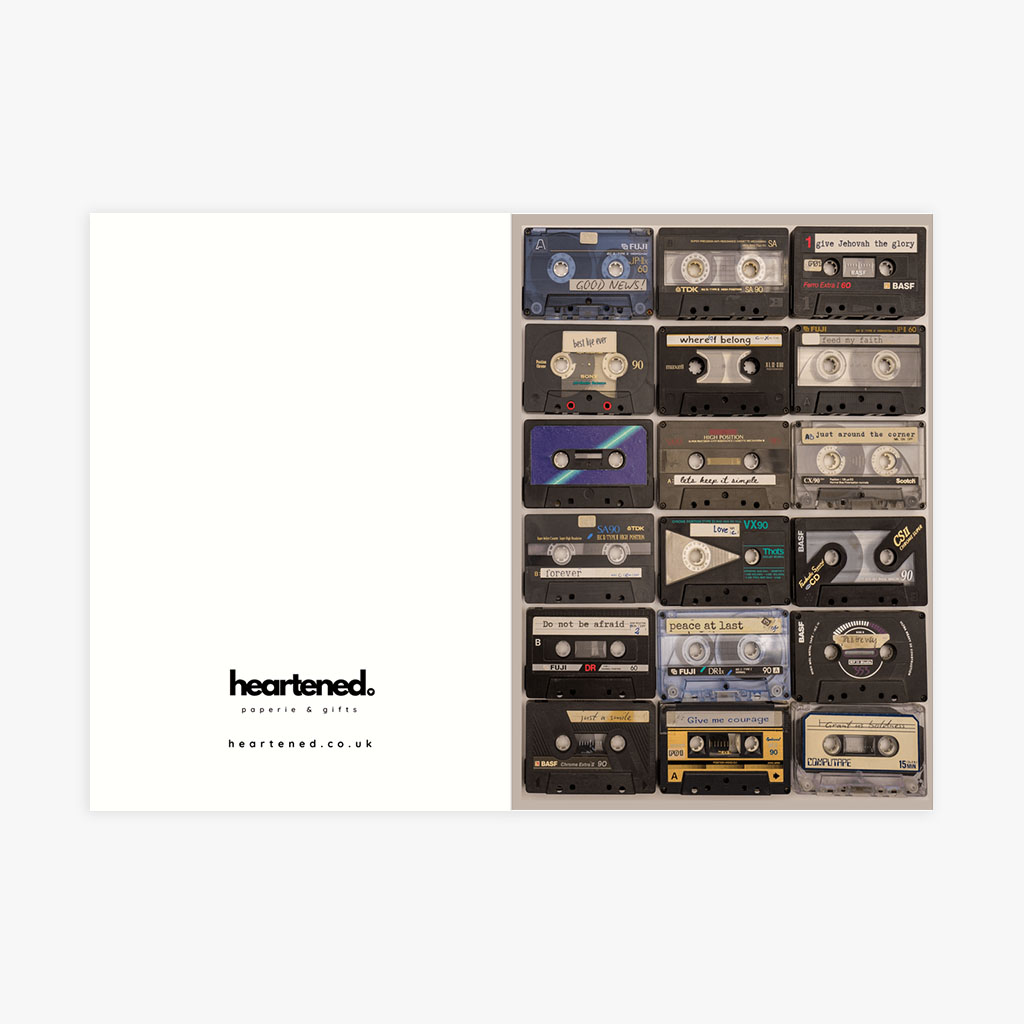 Retro Cassette Tape Original Song Titles Card