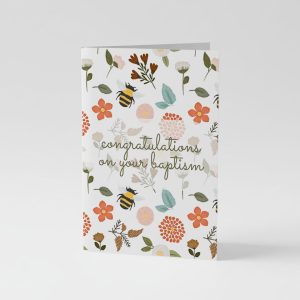 Congratulations on Your Baptism Card A6 Floral Bee Greeting Card