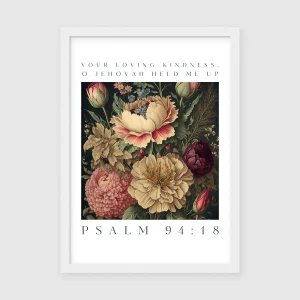 Botanical Floral Scripture Wall Art, Your loving-kindness, Print