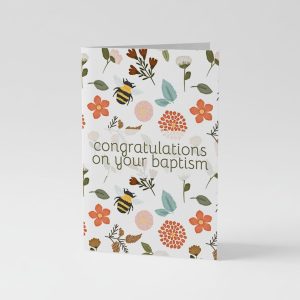 Congratulations On Your Baptism, Flowers & Bees Card