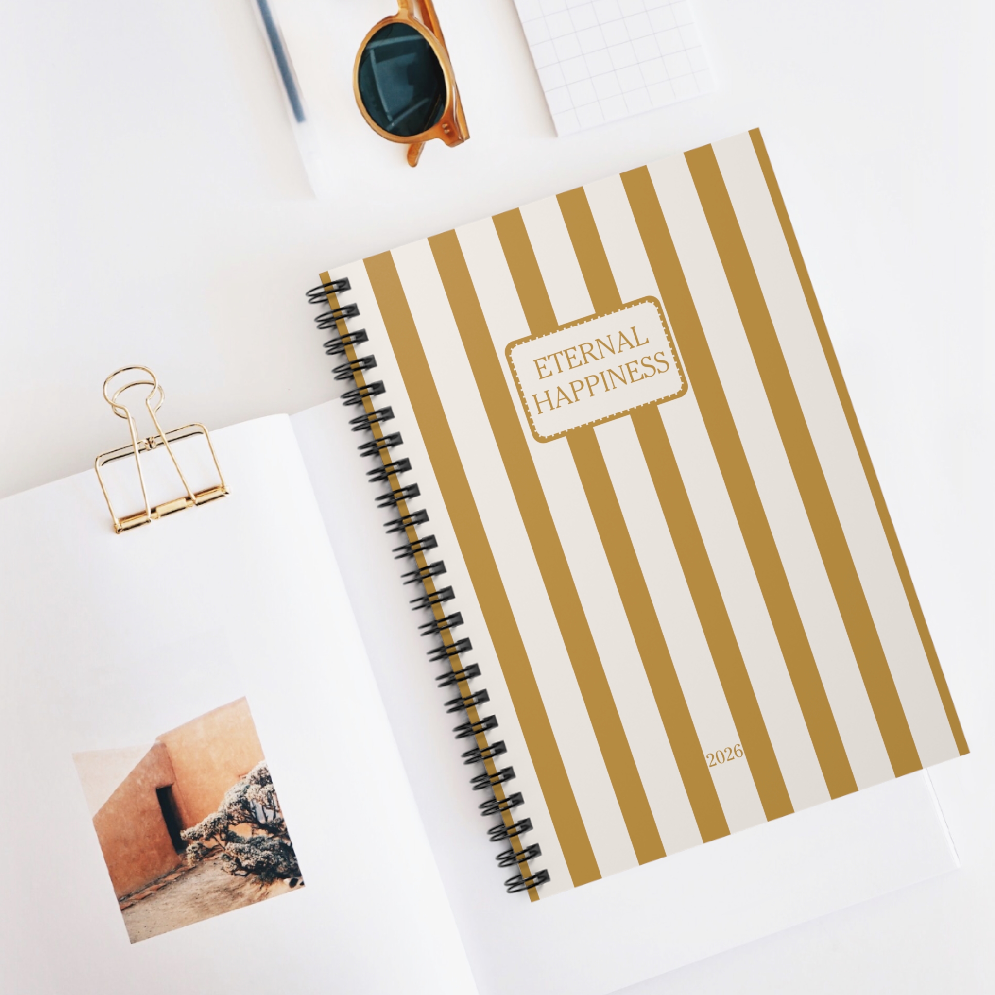 Eternal Happiness 2026 Blue Ochre Spiral Bound Notebook - Image 5