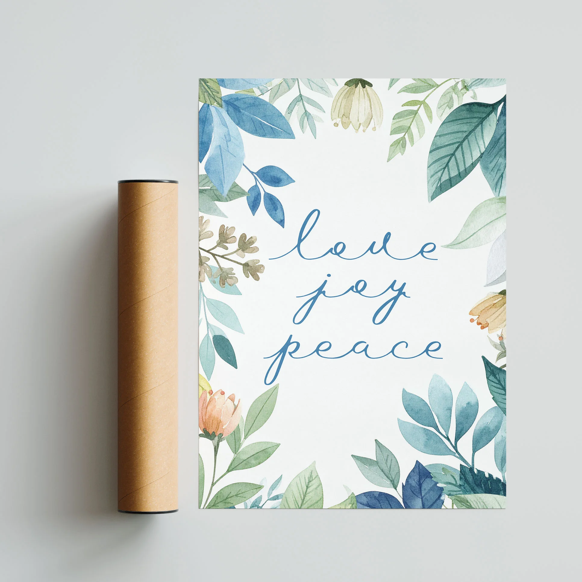 Love Joy Peace Floral Christian Wall Art, Print