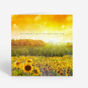 Cast your anxieties upon him, chrisitian greeting card