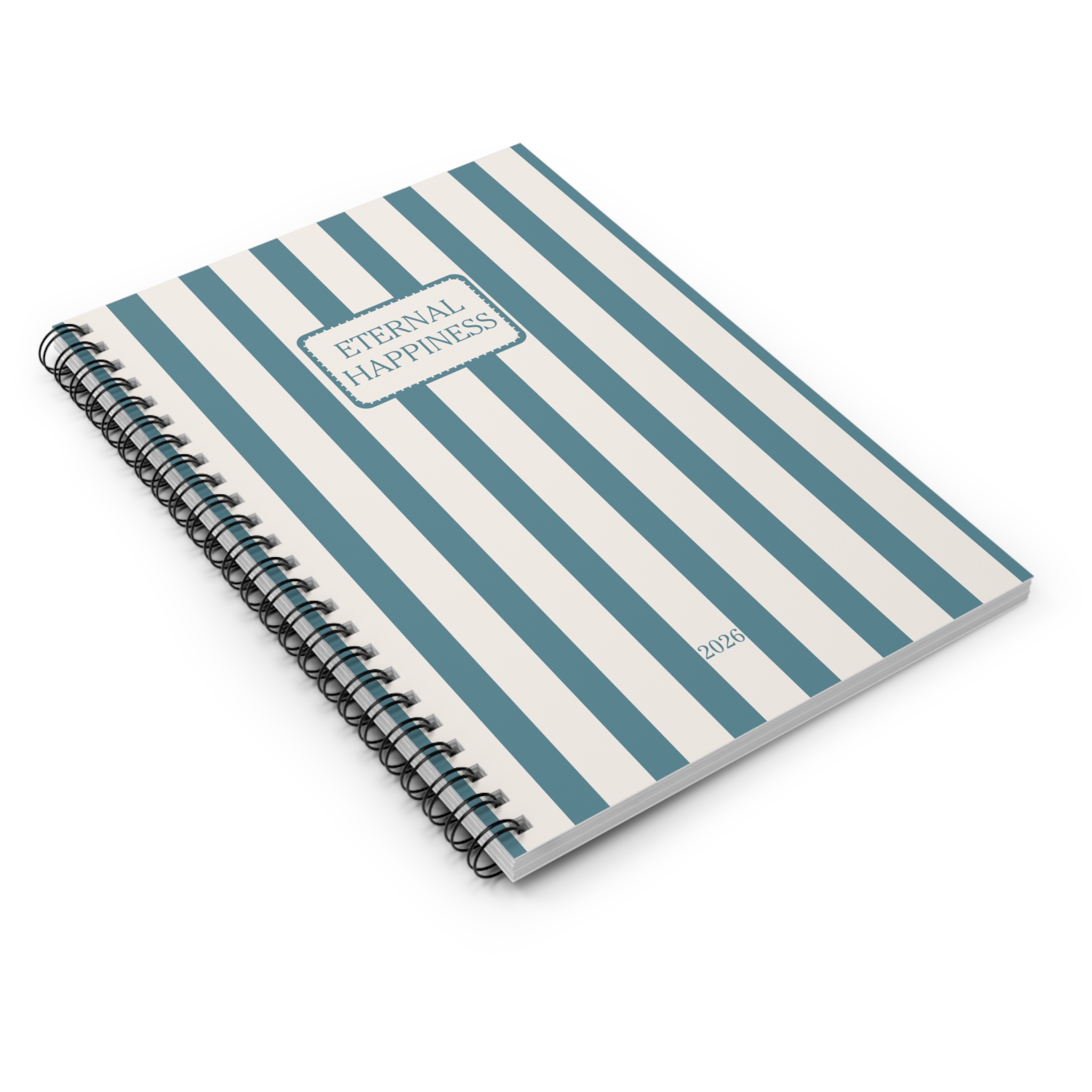 Eternal Happiness 2026 Blue Stripe Spiral Bound Notebook - Image 3