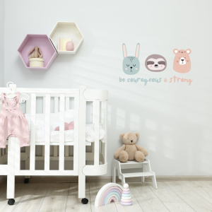 "Be Courageous & Strong", Wall Sticker – Woodland Animal Nursery Decor