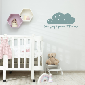 “Love, Joy & Peace Little One”, Blue Cloud Wall Sticker