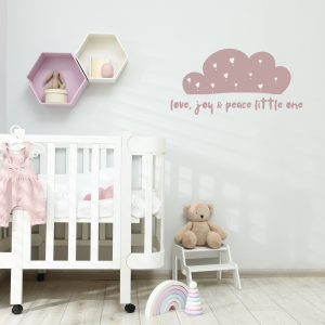 “Love, Joy & Peace Little One”, Blush Cloud Wall Sticker