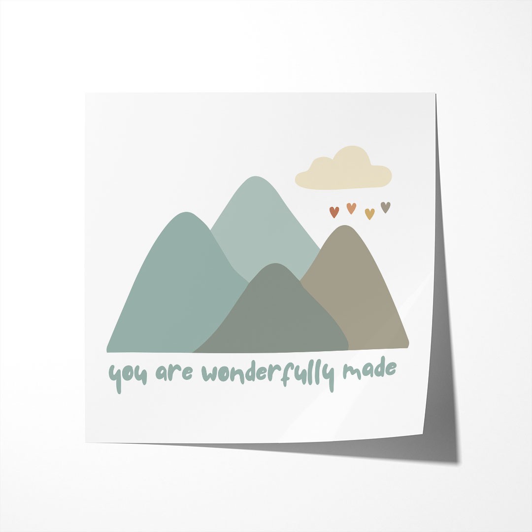"You Are Wonderfully Made", Mountain Nursery Print - Image 4